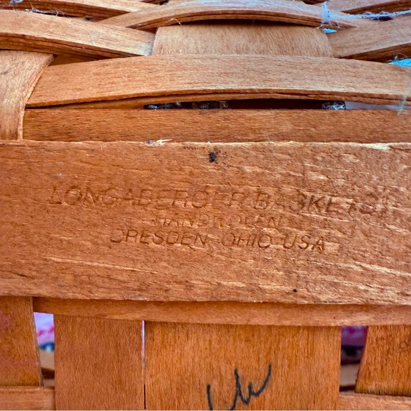 1990 Longaberger Large Market Basket w/ Swing Handles Signed 16”x11.5”x9” Charm - Picture 10 of 16
